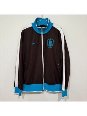 Team Korea Nike N98 Full Zip Soccer Football Track Jacket Brown Blue Size L